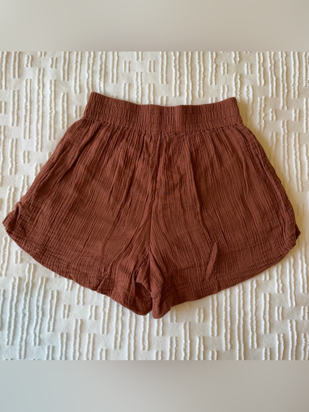 Abercrombie & Fitch Rust Orange/Brown Cover Up Shorts - Picture 2 of 5